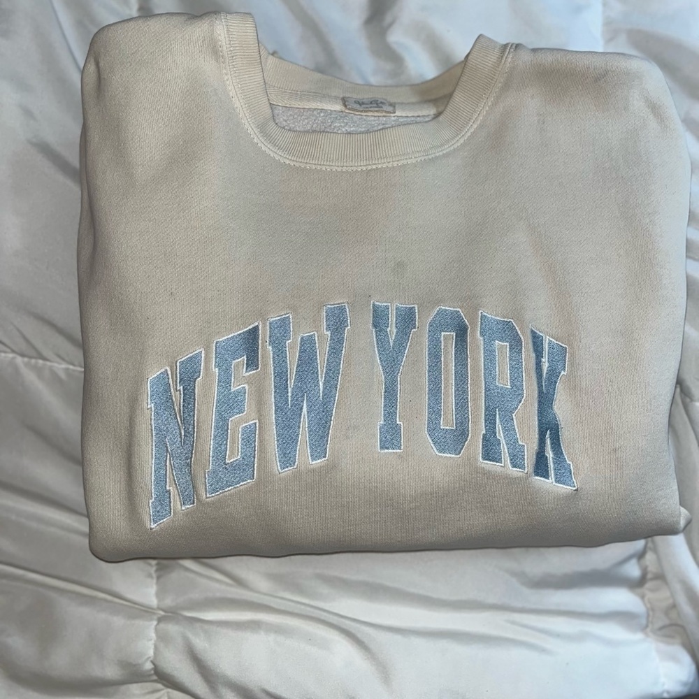 John galt Cream Sweatshirt with Blue Print